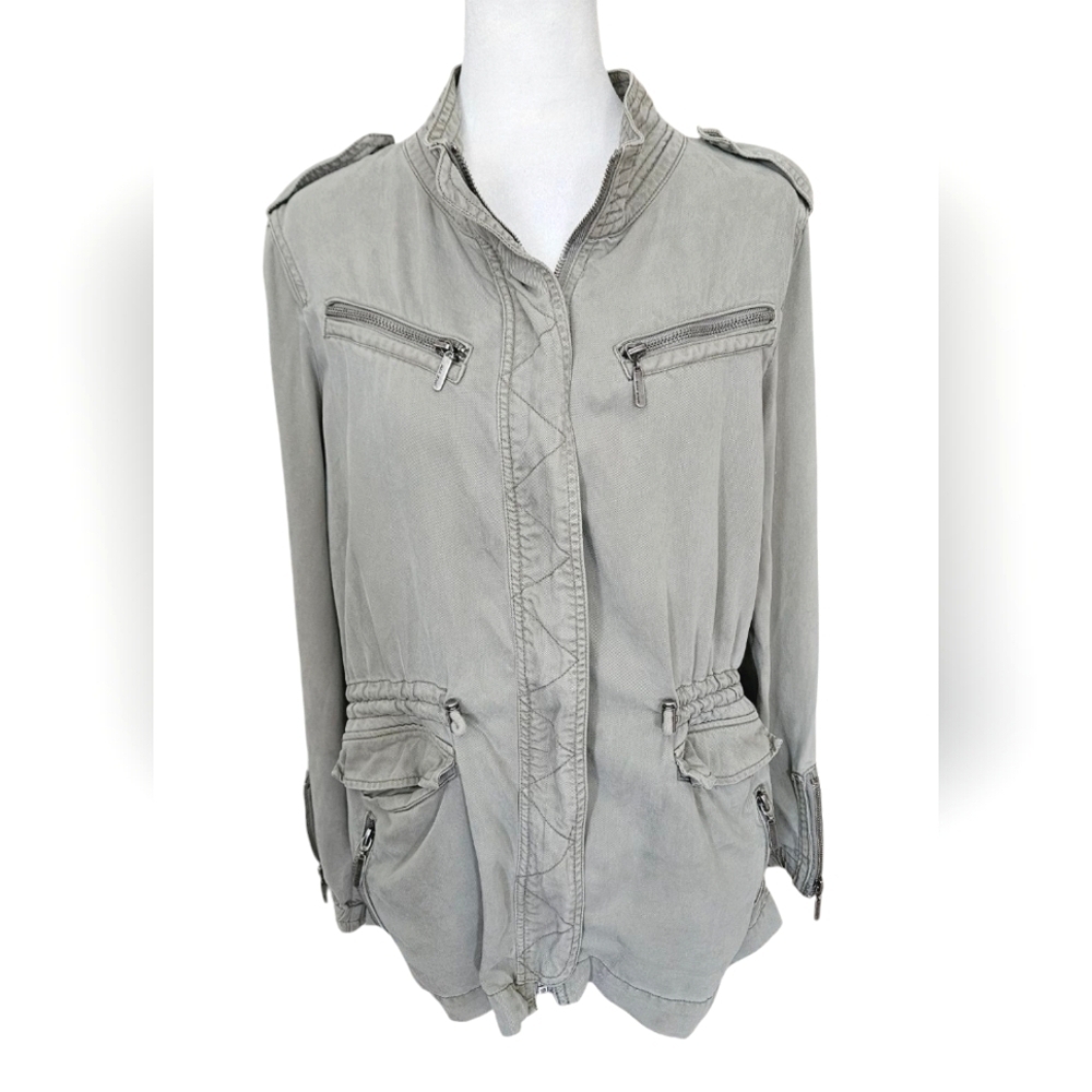 Max Jeans 100% Tencel Utility Jacket Light Olive Green Medium - Picture 13 of 15